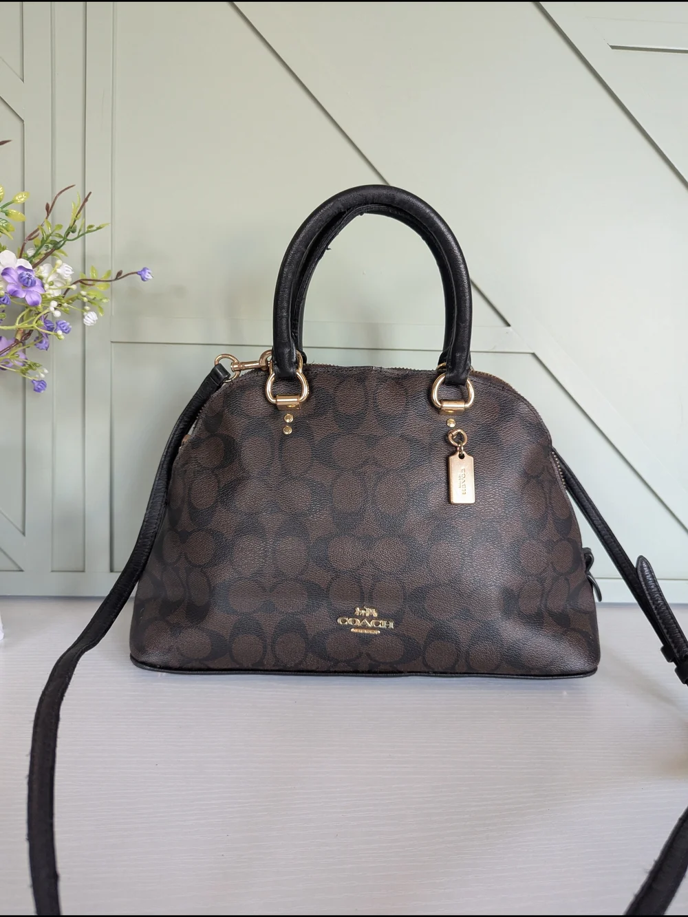 Coach Katy Satchel in Signature Canvas (Style 2558). This classic dome-shaped